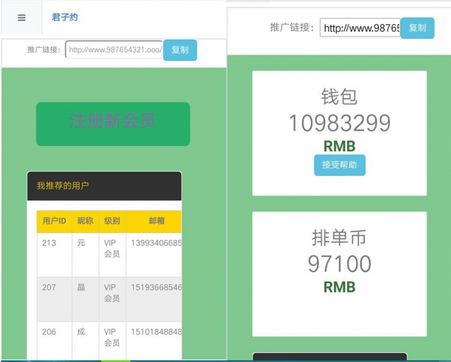 君子之約互助創業平台模板截圖