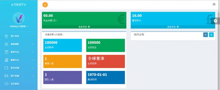 雙軌多級別見點層碰量碰帶積分商城模板截圖