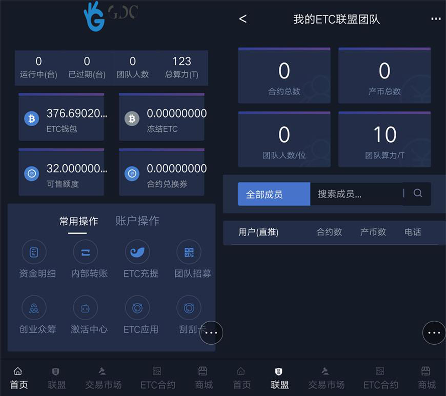 區塊鏈點對點礦場挖礦帶眾籌模板截圖
