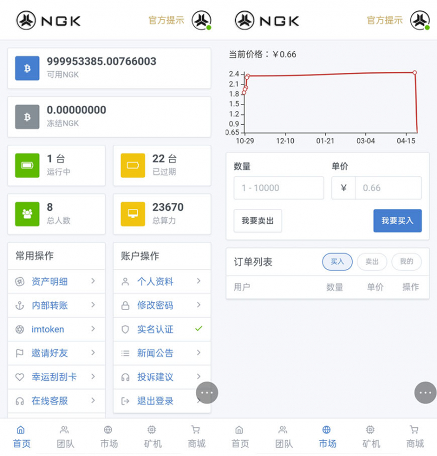 區塊鏈公鏈線上挖礦P2P交易模板截圖