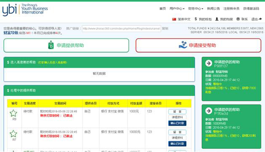 YBI互助理財投資平台模板截圖