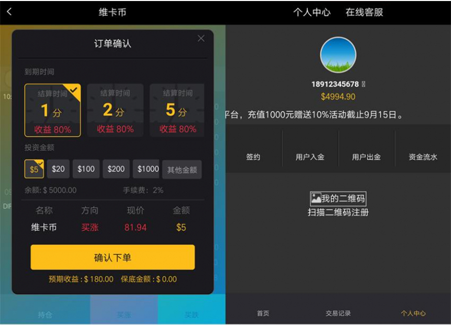 外匯MT4微盤交易競猜系統模板截圖
