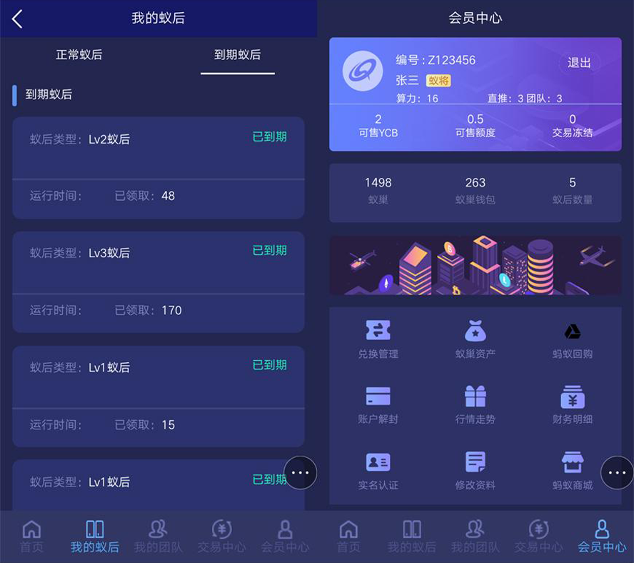 區塊鏈螞蟻礦場挖礦系統模板截圖