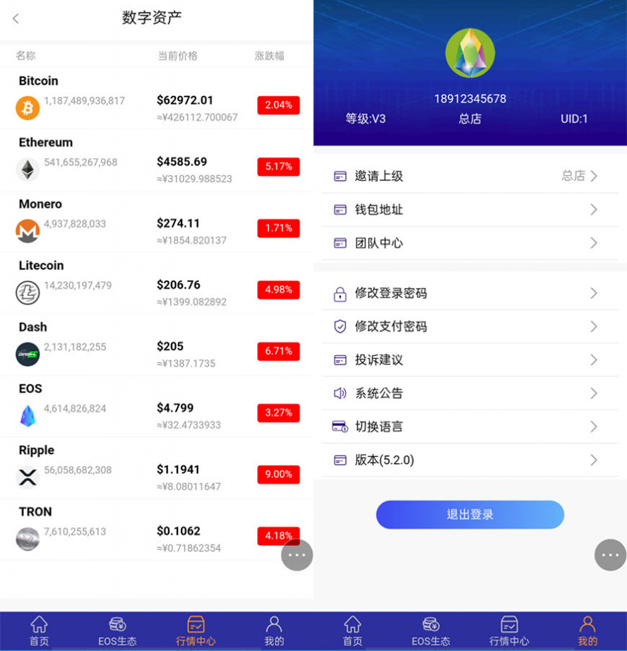 EOS靜態投資分紅平臺模板截圖