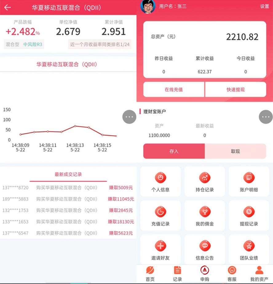 基金定投理財投資模板截圖