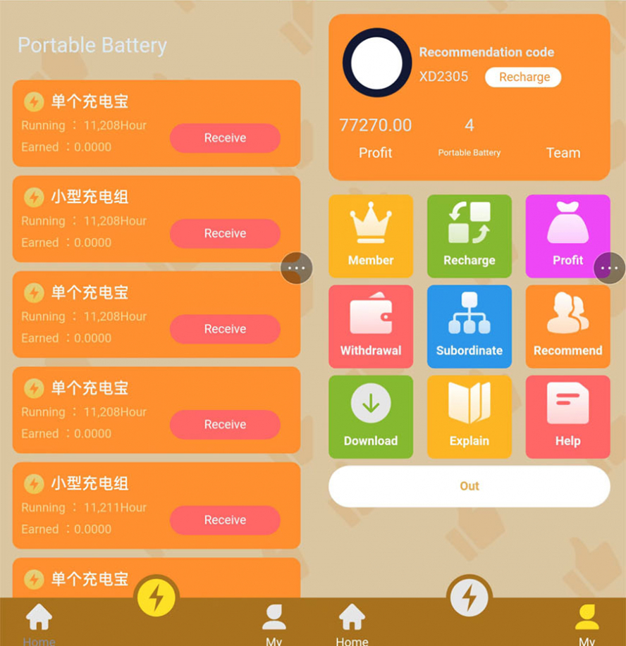 多國語言行動電源投資理財分紅模板截圖
