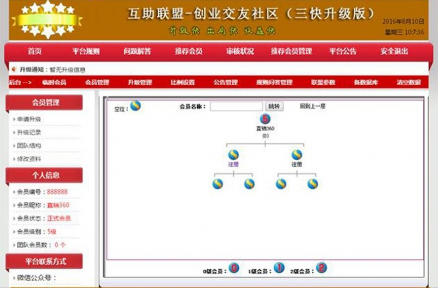 二二複製倍增互助創業聯盟平台模板截圖