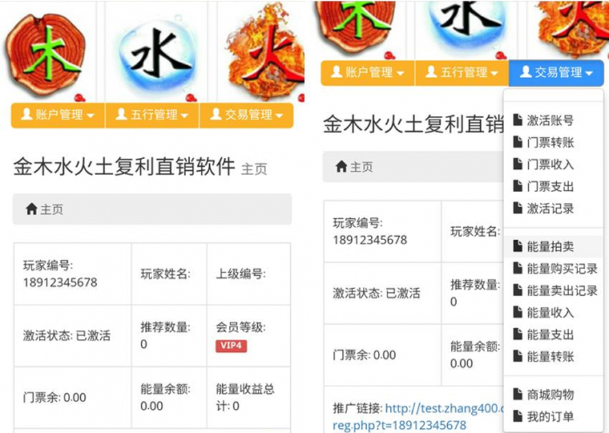 金木水火土五行複利分紅模板截圖