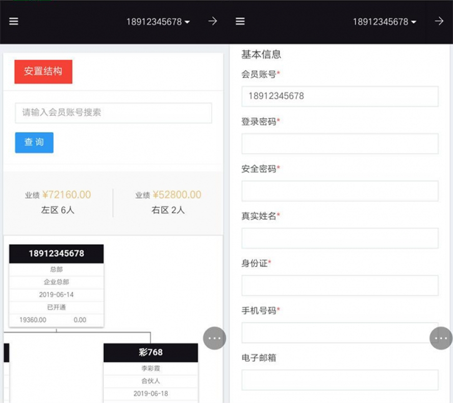 雙軌靜態分紅直推對碰重複消費帶商城模板截圖