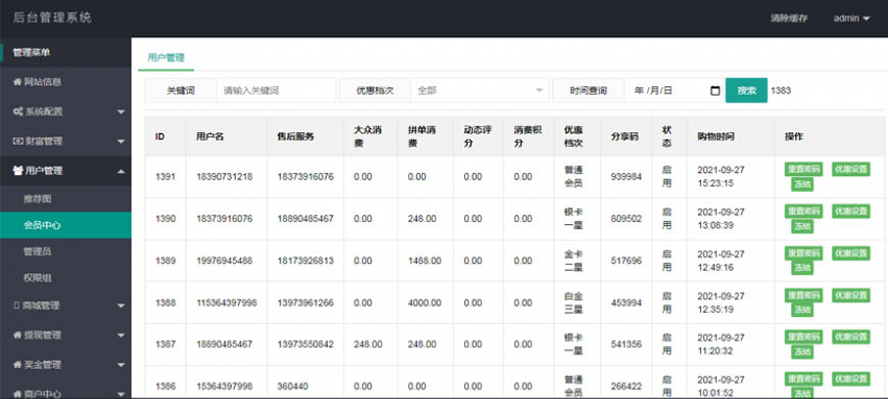 三級分銷系統帶見點模板截圖