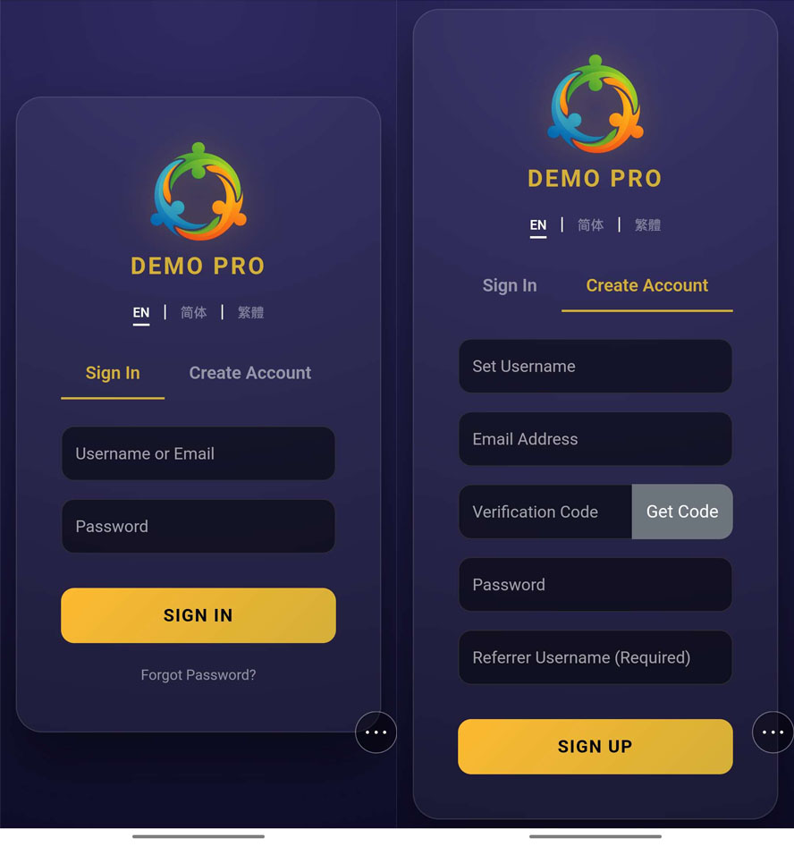 中英文繁體三語掛機分紅系統前台截圖