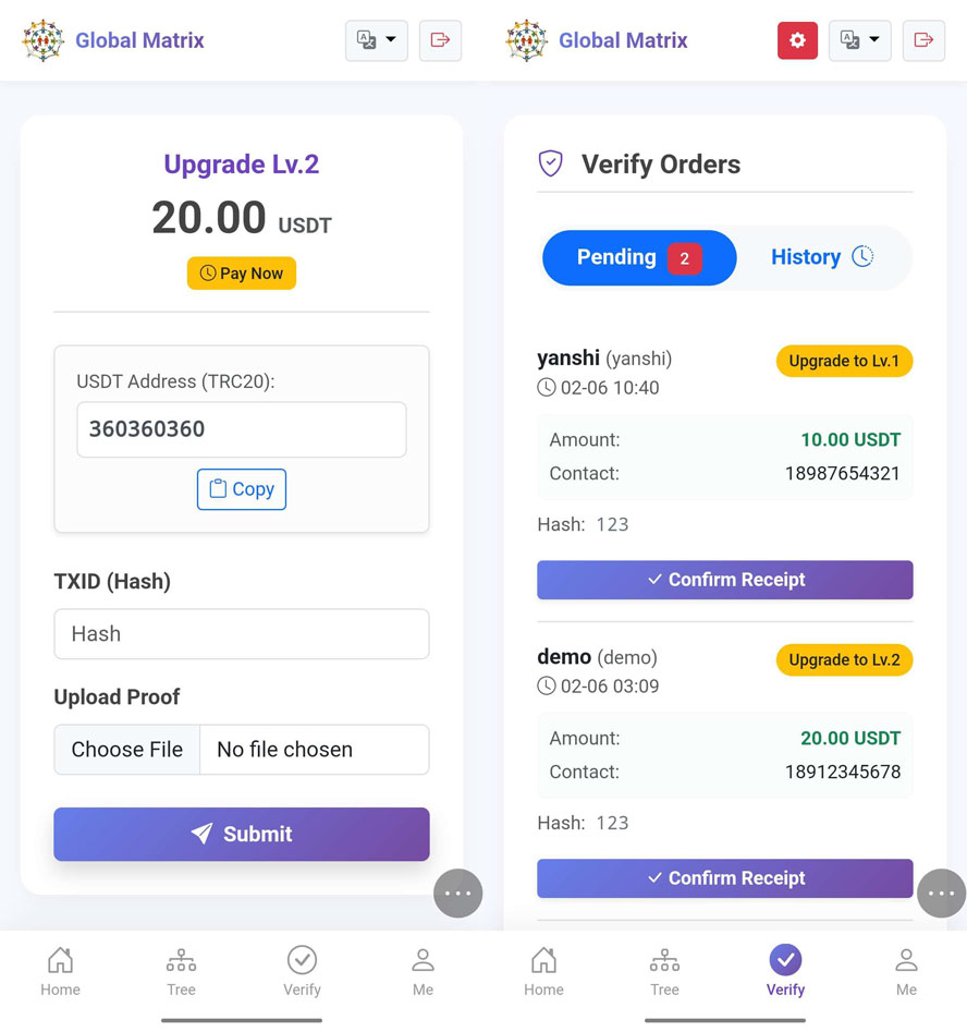 中英文繁簡三語2x8二二複製矩陣互助系統前端截圖