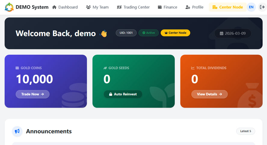 中英文繁體三語資產增值複利系統PC端前台截图