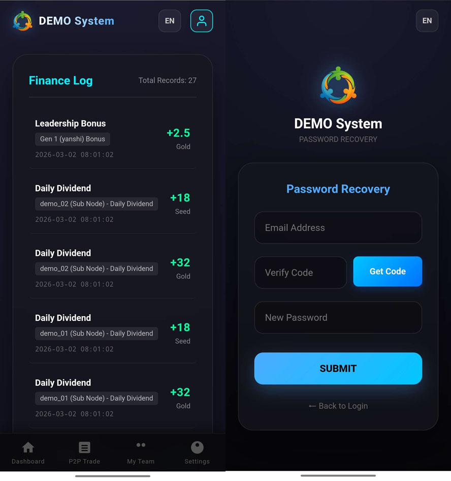 中英文繁體三語極差複利投資股利系統前台截圖